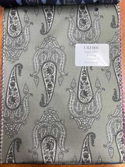 URJ-066 Fabriqué en Italie Doublure imprimée 100 % cupro Grand motif paisley kaki