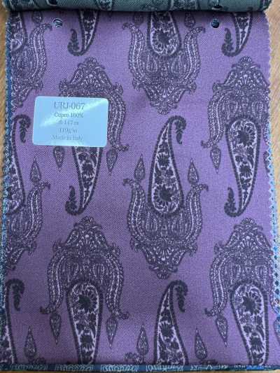 URJ-067 Doublure imprimée 100 % cupro fabriquée en Italie, grand motif cachemire, violet foncé