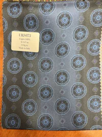 URJ-073 Fabriqué en Italie, doublure imprimée 100 % cupro, dégradé bleu marine