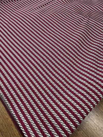 AI-14 Soie jacquard à rayures horizontales bordeaux x argent [Déstockage]