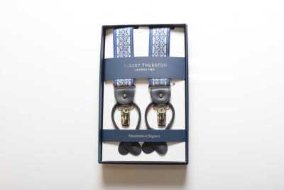 AT-2686/6 Bretelles ALBERT THURSTON, style Copenhague bleu, bleu marine, élastiques, 35 mm