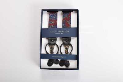 AT-2676/1 ALBERT THURSTON Bretelles motif paisley bordeaux élastiques 35 mm