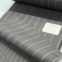 95406-52 25SS MEILLEURE SÉLECTION [FANCY WORSTED] Fancy Worsted Gris Foncé à Rayures Craie[Textile] Kunishima Co., Ltd. Sous-photo