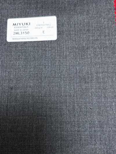 2ML3150 26AW MIYUKI Textile ESSENTIALS sergé extensible gris moyen uni