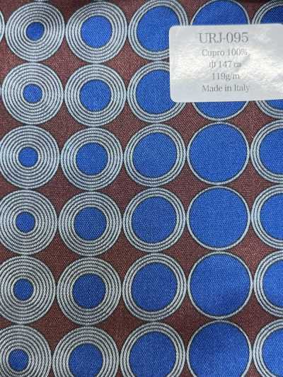 URJ-095 Fabriqué en Italie Doublure imprimée Cupro 100 % Multi pois bleu x marron