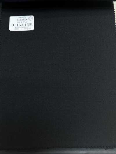 01163-15 26AW HERDREX [Soie & laine] Soie et laine noire unie