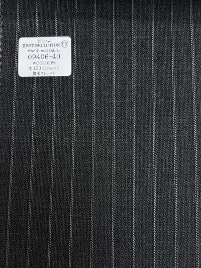 09406-40 26AW BEST SELECTION [tissu traditionnel] rayure grise extensible déperlante