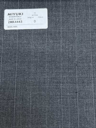 2MK4443 26SS MIYUKI Tissu ESSENTIALS ACTIVA à rayures gris moyen