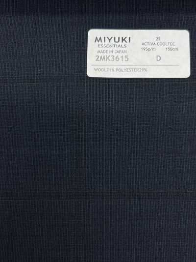 2MK3615 26SS Tissu Miyuki MIYUKI ESSENTIALS ACTIVA ACTIVA COOLTEC à carreaux bleu marine