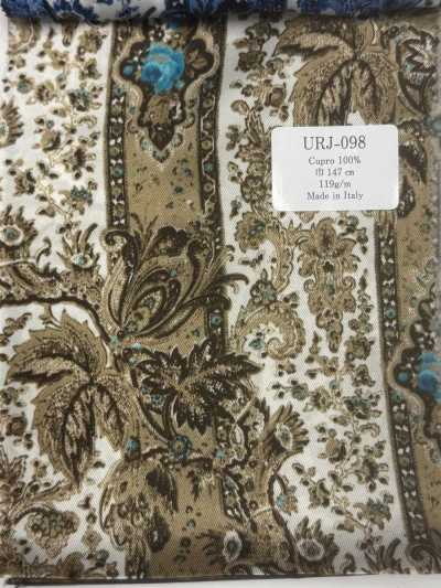 URJ-098 Doublure imprimée 100 % cupro fabriquée en Italie, motif cachemire brun