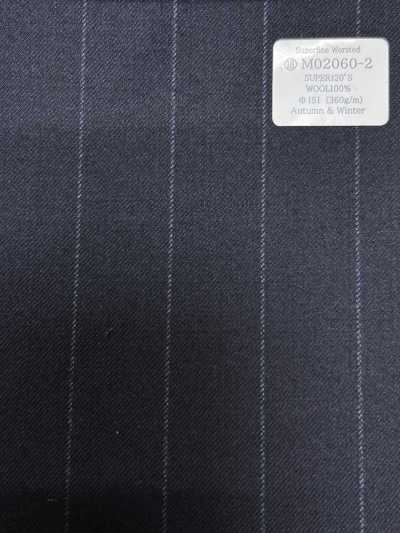 M02060-2 KUNISHIMA1850 Ligne exclusive [laine peignée superfine] rayure craie bleu marine