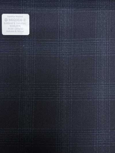 M02064-2 KUNISHIMA1850 Ligne exclusive [Laine peignée super fine] À carreaux chiné bleu marine
