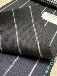 PR6521-DN Rayures Extensibles Bleu Marine Foncé, Laine Japonaise Premium Standard Super 120's[Textile] Images supplémentaires