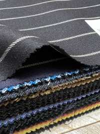 PR6521-DN Rayures Extensibles Bleu Marine Foncé, Laine Japonaise Premium Standard Super 120's[Textile] Images supplémentaires