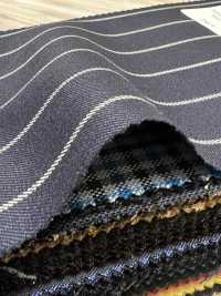 PR6521-NV Rayé Extensible Bleu Marine Japonais Standard Premium Super120's[Textile] Images supplémentaires
