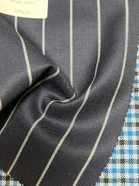 PR6521-NV Rayé Extensible Bleu Marine Japonais Standard Premium Super120's[Textile] Images supplémentaires