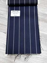 PR6521-NV Rayé Extensible Bleu Marine Japonais Standard Premium Super120's[Textile] Images supplémentaires