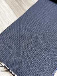 MH2431-NV Laine Peignée Japonaise Standard Mélangée Laine Et Mohair Chevreau (Style Tonic), à Carreaux, Bleu M[Textile] Images supplémentaires