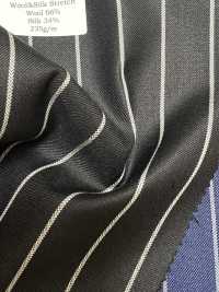 SK5524-BK Rayures Extensibles Standard Japonaises En Laine Et Soie Noires[Textile] Images supplémentaires