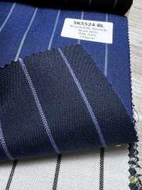 SK5524-BL Rayure Extensible Standard Japonaise En Laine Et Soie, Bleu Marine[Textile] Images supplémentaires