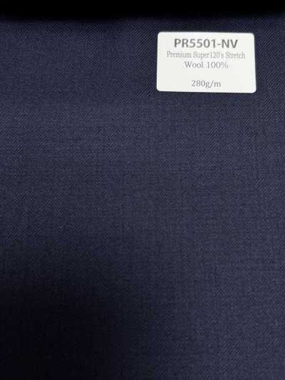 PR5501-NV Standard premium fabriqué au Japon Super120's extensible uni bleu marine