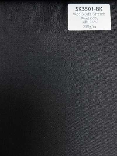 SK3501-BK Standard fabriqué au Japon en soie et laine extensible noir