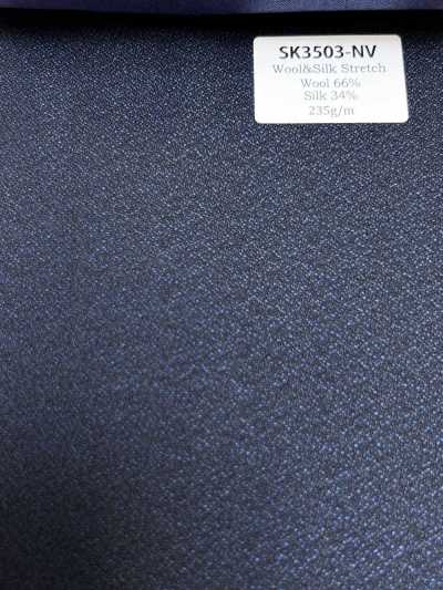 SK3503-NV Standard Fabriqué au Japon Soie Laine Extensible Bleu Marine