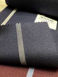 SK3523-NV Rayure extensible classique en soie et laine, fabriquée au Japon, bleu marine[Textile] Images supplémentaires