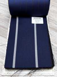 SK3523-NV Rayure extensible classique en soie et laine, fabriquée au Japon, bleu marine[Textile] Images supplémentaires