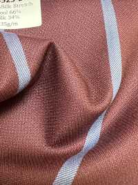 SK3523-DR Rayures extensibles en soie et laine, fabrication japonaise, rouge foncé standard[Textile] Images supplémentaires