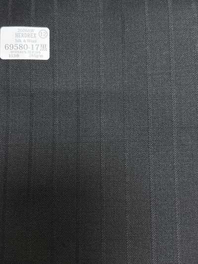 69580-17 26AW HERDREX [Soie & laine] Rayure ombre noire en soie et laine