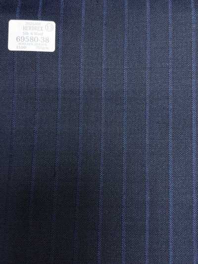 69580-38 26AW HERDREX [Soie & Laine] Rayure ombrée bleu marine
