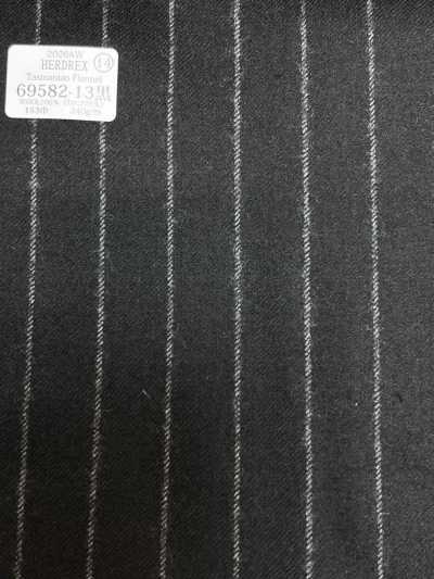 69582-13 26AW HERDREX [Flanelle tasmanienne] Soie et laine à rayures noires