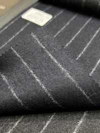 69582-34 26AW HERDREX [Tasmanian Flannel] Soie Et Laine à Rayures Bleu Marine[Textile] Kunishima Co., Ltd. Sous-photo