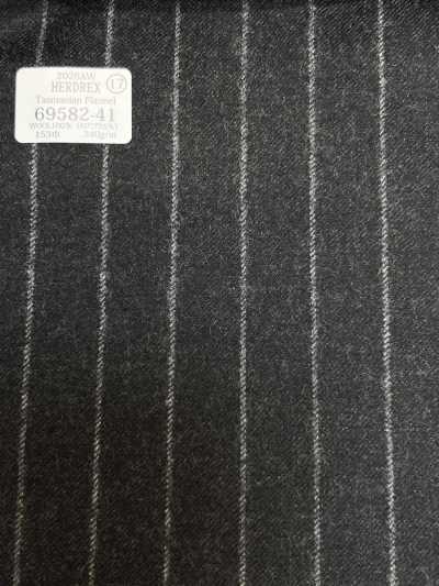 69582-41 26AW HERDREX [Flanelle de Tasmanie] Soie et laine à rayures anthracite