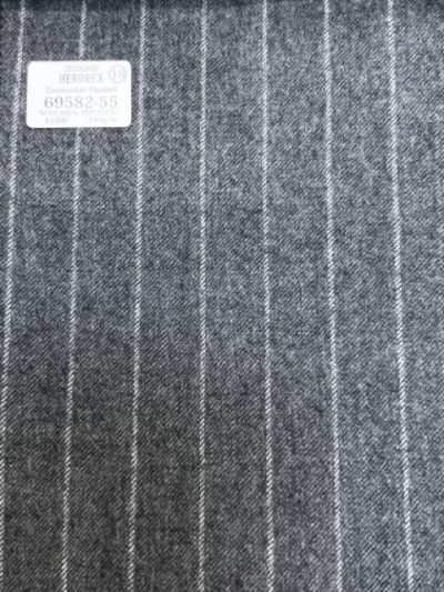 69582-55 26AW HERDREX [Flanelle tasmanienne] Rayure grise en soie et laine