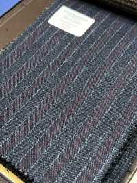 56CN5229 CANONICO 21 MOULINE SAXONY Rayure bleu marine/rouge[Textile] CANONIQUE Images supplémentaires