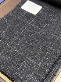 56CN5231 CANONICO Tissu tailleur fantaisie laine, soie et lin bleu marine/marron à carreaux fenêtre[Textile] CANONIQUE Images supplémentaires