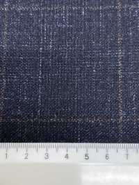 56CN5231 CANONICO Tissu tailleur fantaisie laine, soie et lin bleu marine/marron à carreaux fenêtre[Textile] CANONIQUE Images supplémentaires