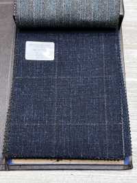 56CN5231 CANONICO Tissu tailleur fantaisie laine, soie et lin bleu marine/marron à carreaux fenêtre[Textile] CANONIQUE Images supplémentaires