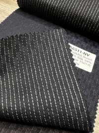 LA6511-NV Lamé de soie et laine extensible à rayure bleu marine fabriqué au Japon[Textile] HOSOI SYOJI Images supplémentaires