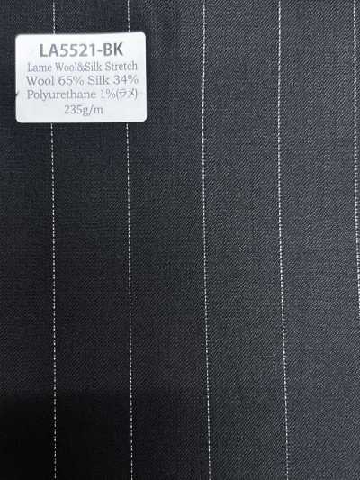 LA5521-BK Soie lamée laine extensible à rayures noires, fabriquée au Japon