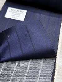 SK6521-NV Soie-laine stretch marron à rayures, fabriquée au Japon[Textile] HOSOI SYOJI Images supplémentaires