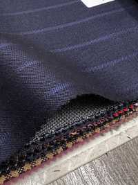 SK6521-NV Soie-laine stretch marron à rayures, fabriquée au Japon[Textile] HOSOI SYOJI Images supplémentaires
