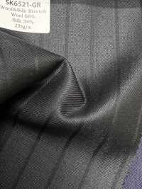SK6521-GR Soie Laine extensible à rayures vertes fabriquée au Japon[Textile] HOSOI SYOJI Images supplémentaires