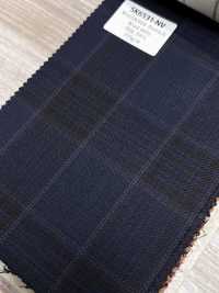 SK6531-NV Fabriqué au Japon, mélange extensible soie-laine à carreaux bleu marine[Textile] HOSOI SYOJI Images supplémentaires