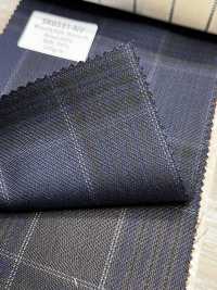 SK6531-NV Fabriqué au Japon, mélange extensible soie-laine à carreaux bleu marine[Textile] HOSOI SYOJI Images supplémentaires