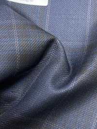 SK6531-NV Fabriqué au Japon, mélange extensible soie-laine à carreaux bleu marine[Textile] HOSOI SYOJI Images supplémentaires