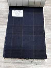 SK6531-NV Fabriqué au Japon, mélange extensible soie-laine à carreaux bleu marine[Textile] HOSOI SYOJI Images supplémentaires