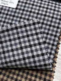 MH6511-LG Standard Fabriqué au Japon Laine Mohair peignée (style tonic) à carreaux gris clair[Textile] HOSOI SYOJI Images supplémentaires